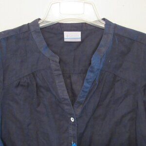 NWT Columbia Shirt Womens Small Button Up Roll Tab Sleeve Blue Sunshine Bound
